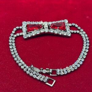 Art Deco Paste and Rhinestone Bow Bracelet